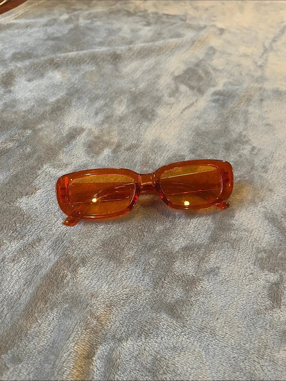 SHEIN Orange Rectangular Translucent Sunglasses